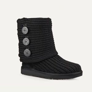 UGG Black Knit Boots with Buttons